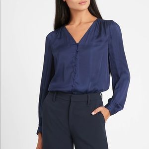 Soft Satin V-Neck Blouse XS